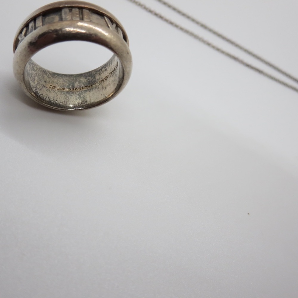 Tiffany and Co. Sterling silver Atlas ring size 6, and matching atlas necklace - Picture 6 of 12